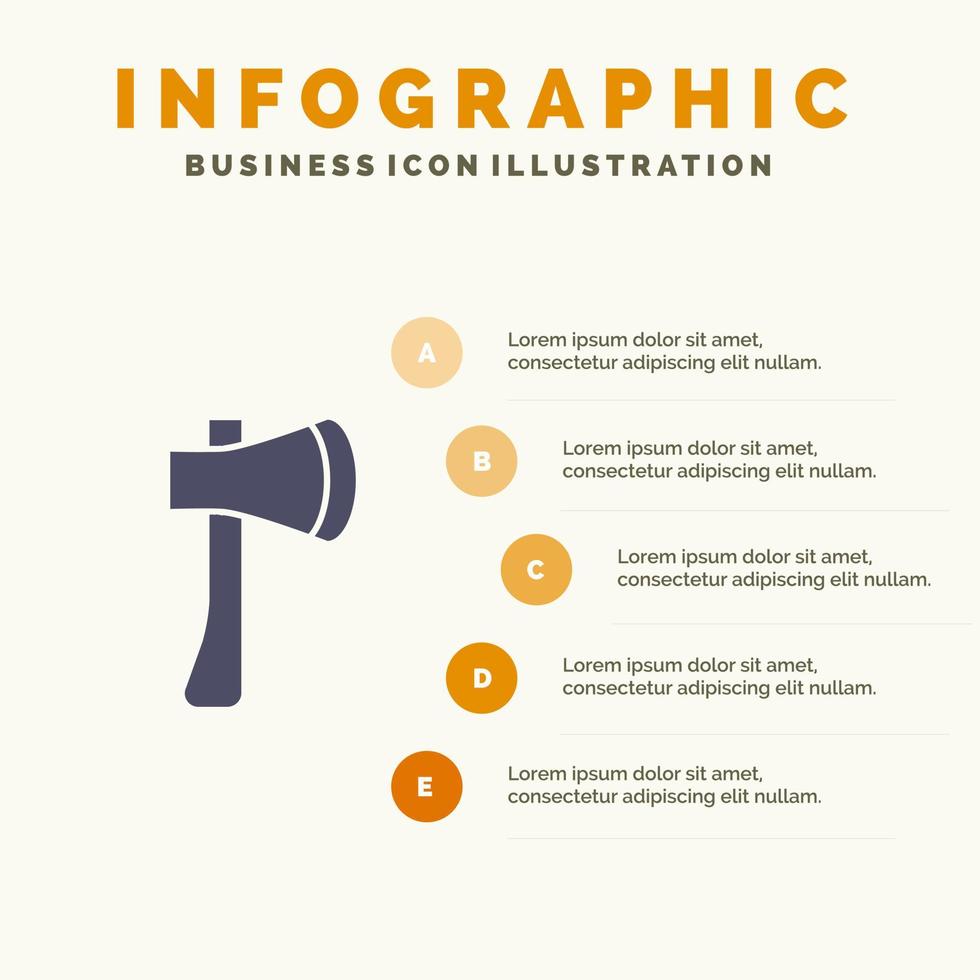 Ax Ax Tool Axe Axe Tool Building Construction Solid Icon Infographics 5 Steps Presentation Background vector