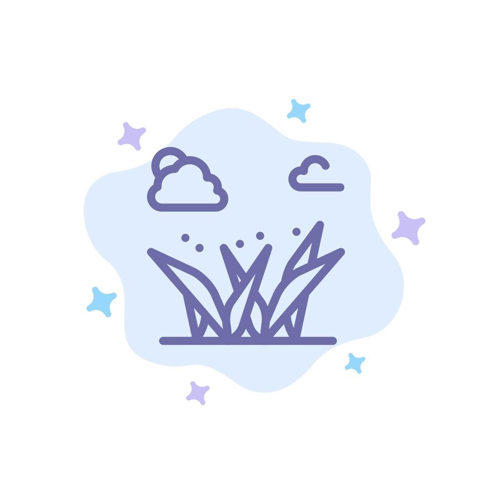 Grass Grasses Green Spring Blue Icon on Abstract Cloud Background vector