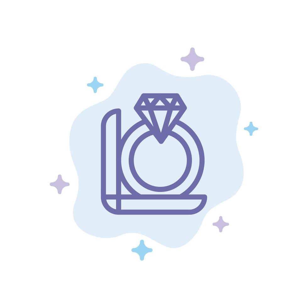 Ring Diamond Gift Box Blue Icon on Abstract Cloud Background vector