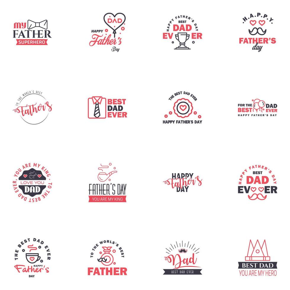 Happy fathers day 16 Black and Pink Typography Fathers day background design Fathers day greeting card Editable Vector Design Elements