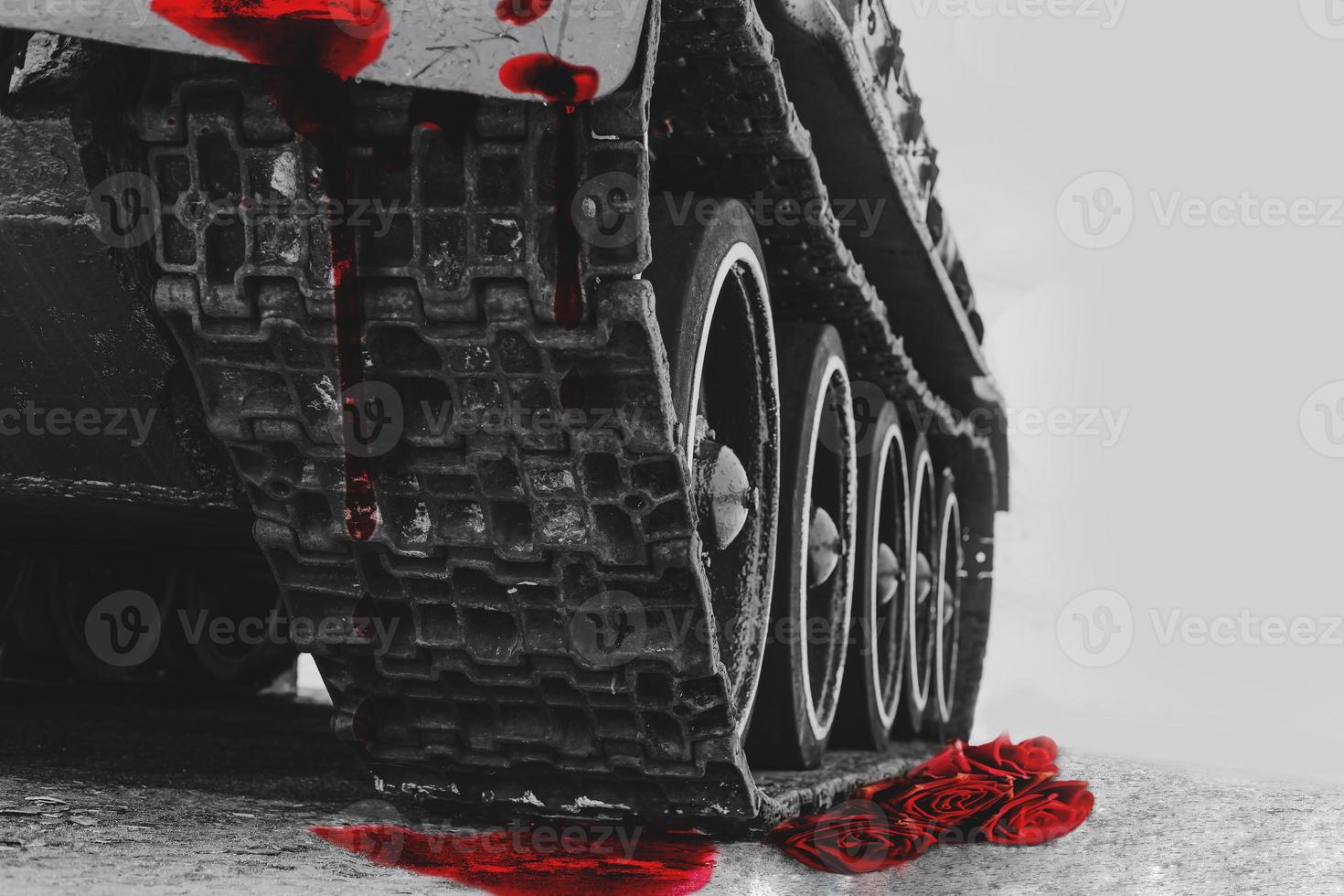 tank wheels with blood on them photo