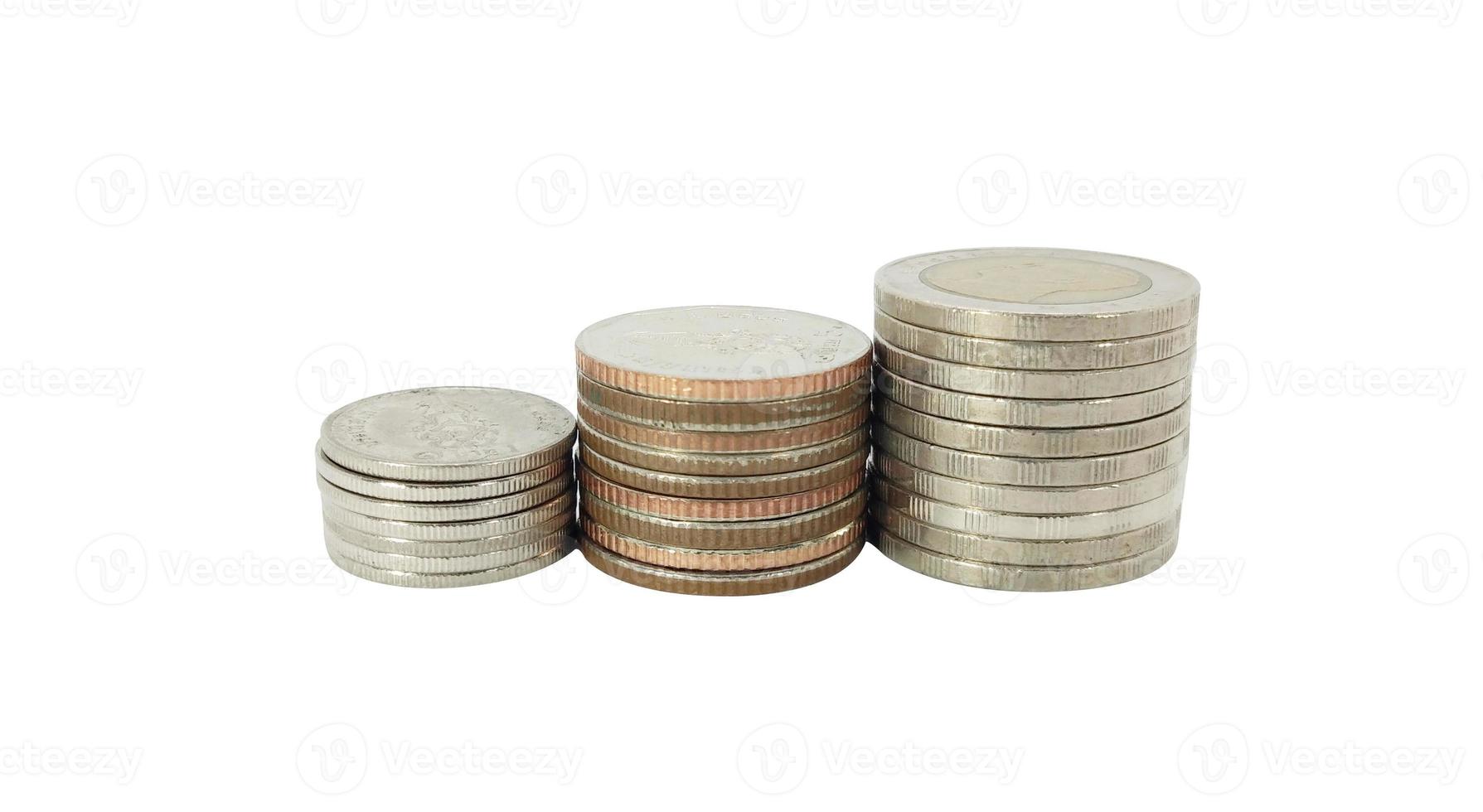 Stack of coins isolated on white background photo