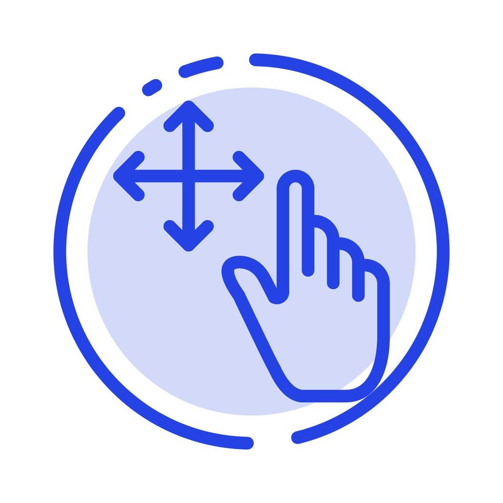 Finger Gesture Hold Blue Dotted Line Line Icon vector