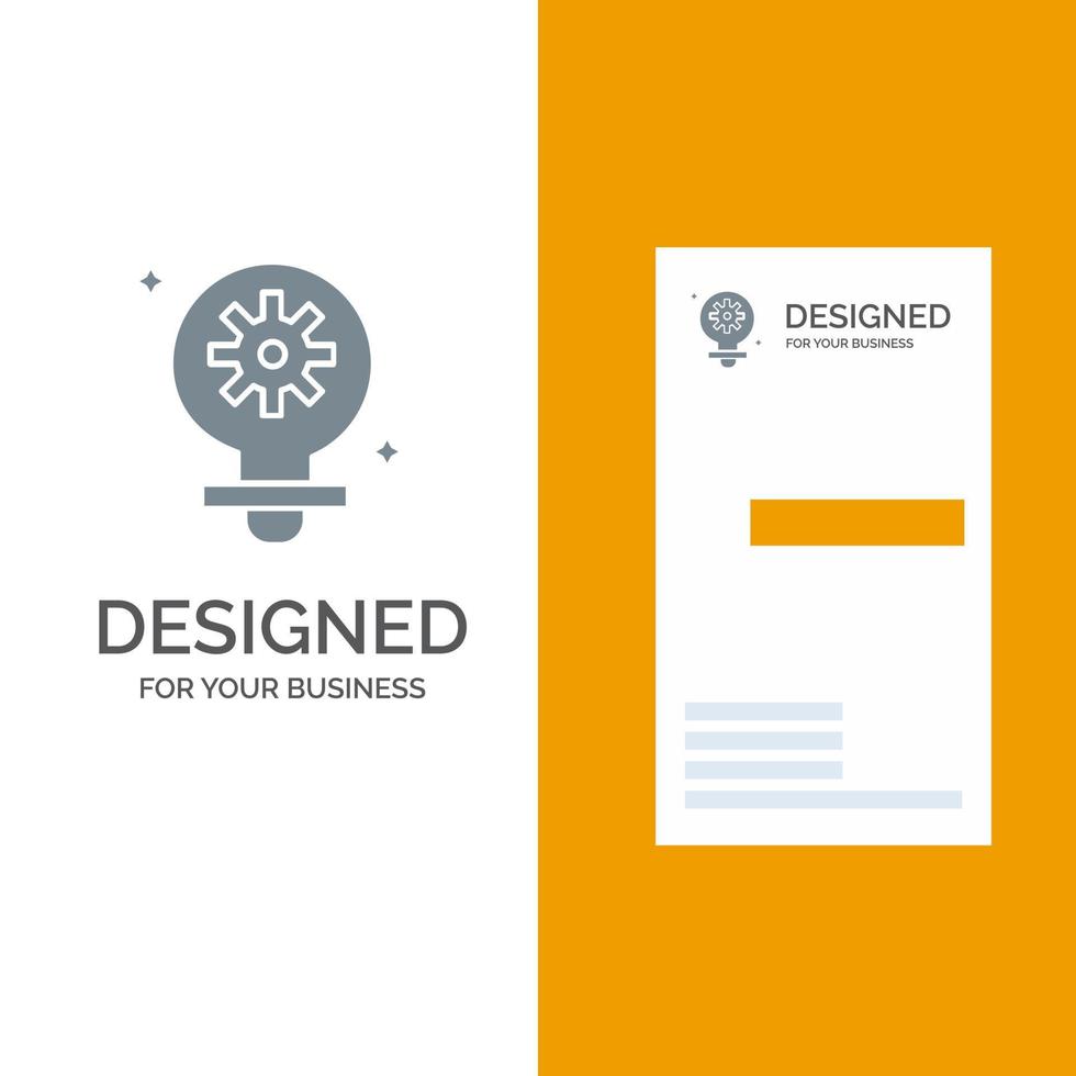 Bulb Light Setting Gear Grey Logo Design and Business Card Template vector