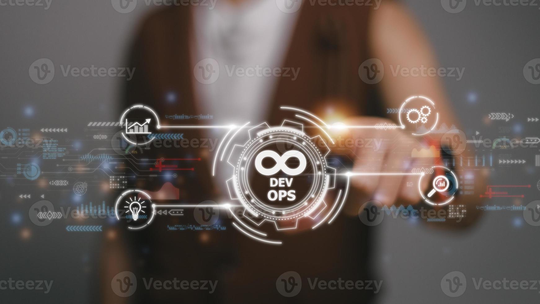 concepto devops, desarrollo de software y operaciones de ti, programación ágil foto