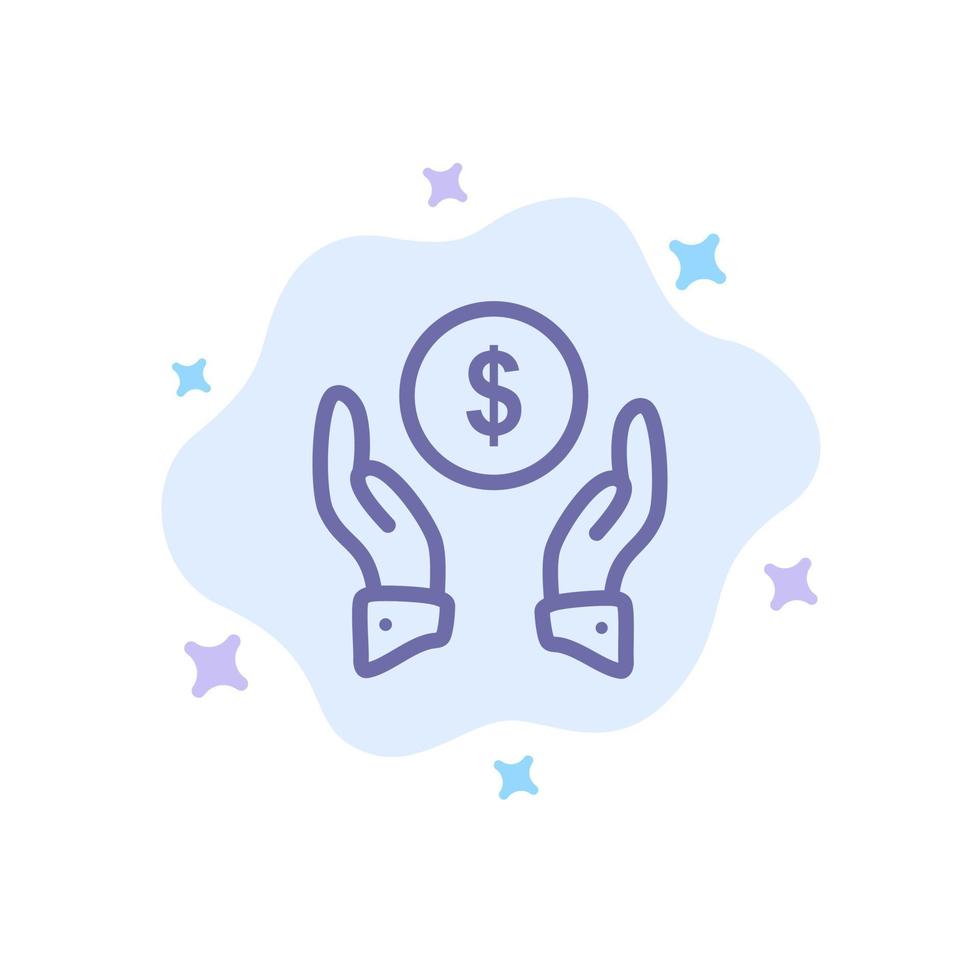 seguro finanzas seguro dinero protección icono azul sobre fondo de nube abstracta vector