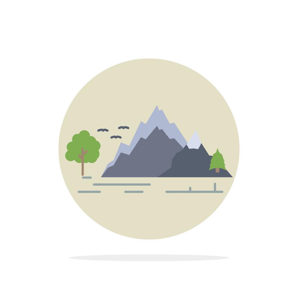 colina paisaje naturaleza montaña árbol plano color icono vector