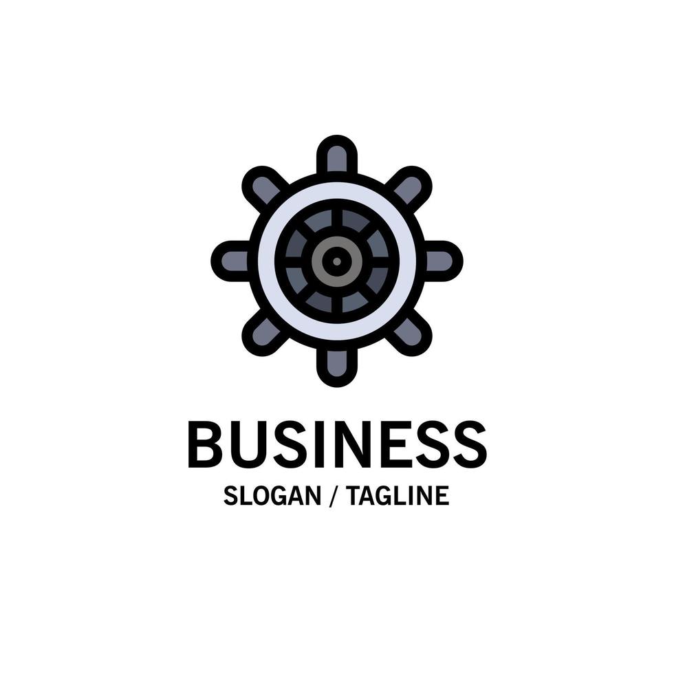 Boat Ship Wheel Business Logo Template Flat Color vector