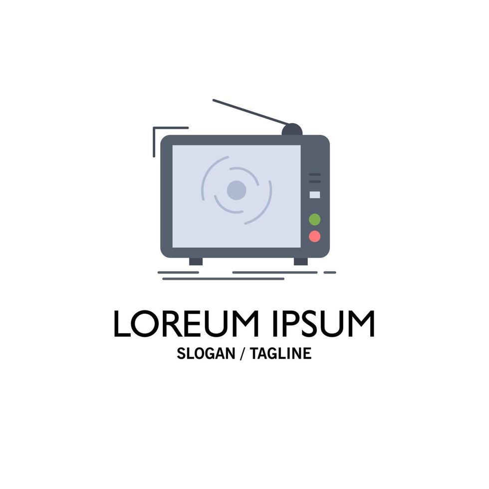 tv ad advertising television set Flat Color Icon Vector