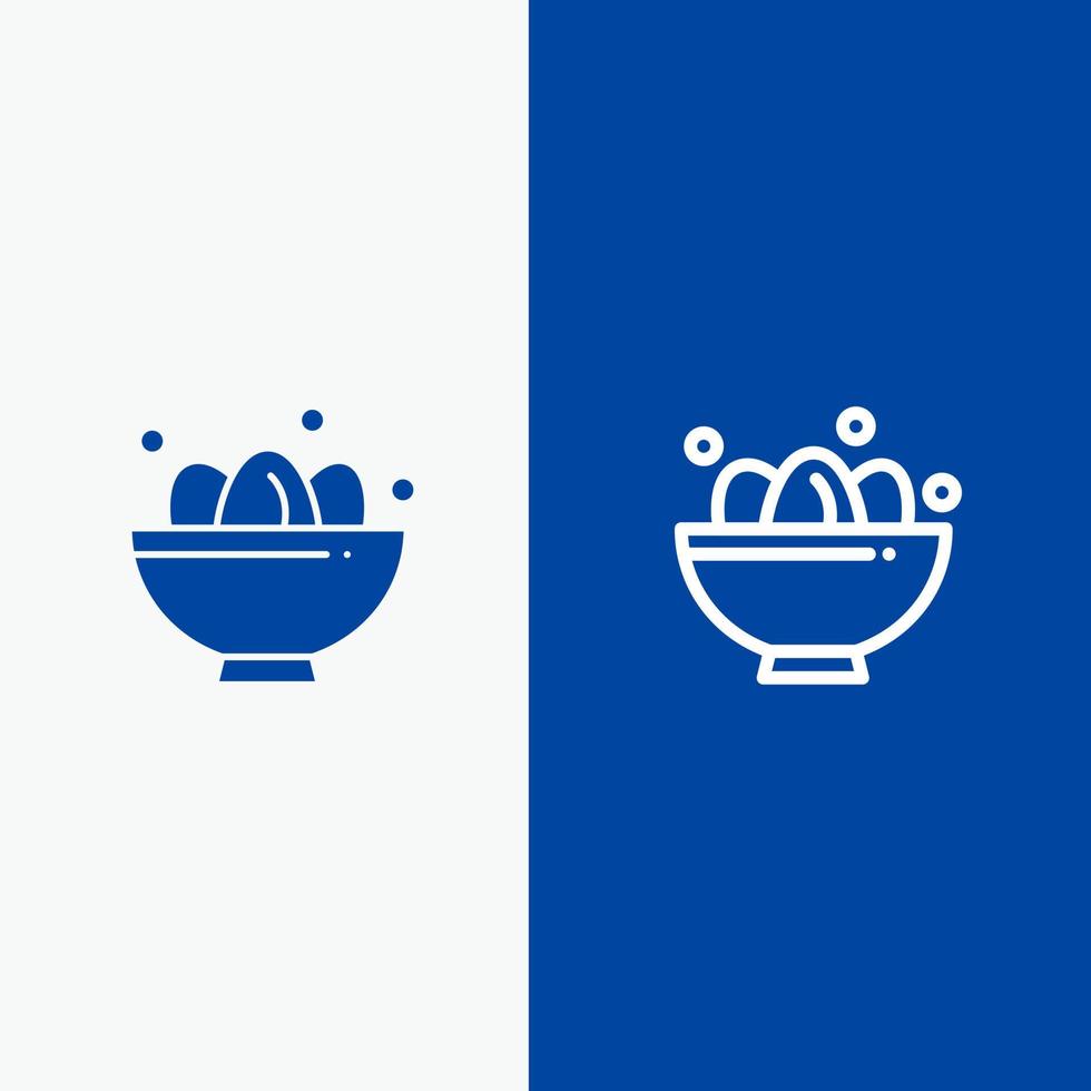 Bowl Celebration Easter Egg Nest Line and Glyph Solid icon Blue banner Line and Glyph Solid icon Blue banner vector