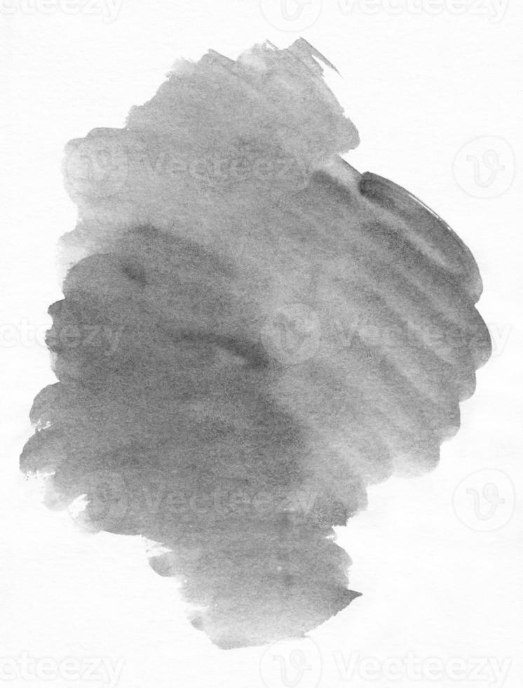 Watercolor gray spot on white background texture. Grey stains on paper overlay. photo