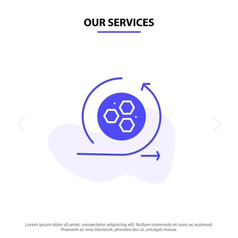 Our Services Modeling Api Modeling Science Solid Glyph Icon Web card Template vector