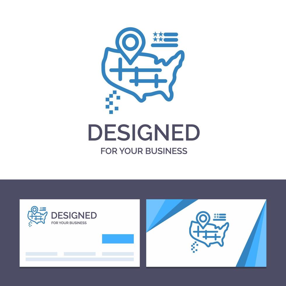 Creative Business Card and Logo template Location Map American Vector Illustration