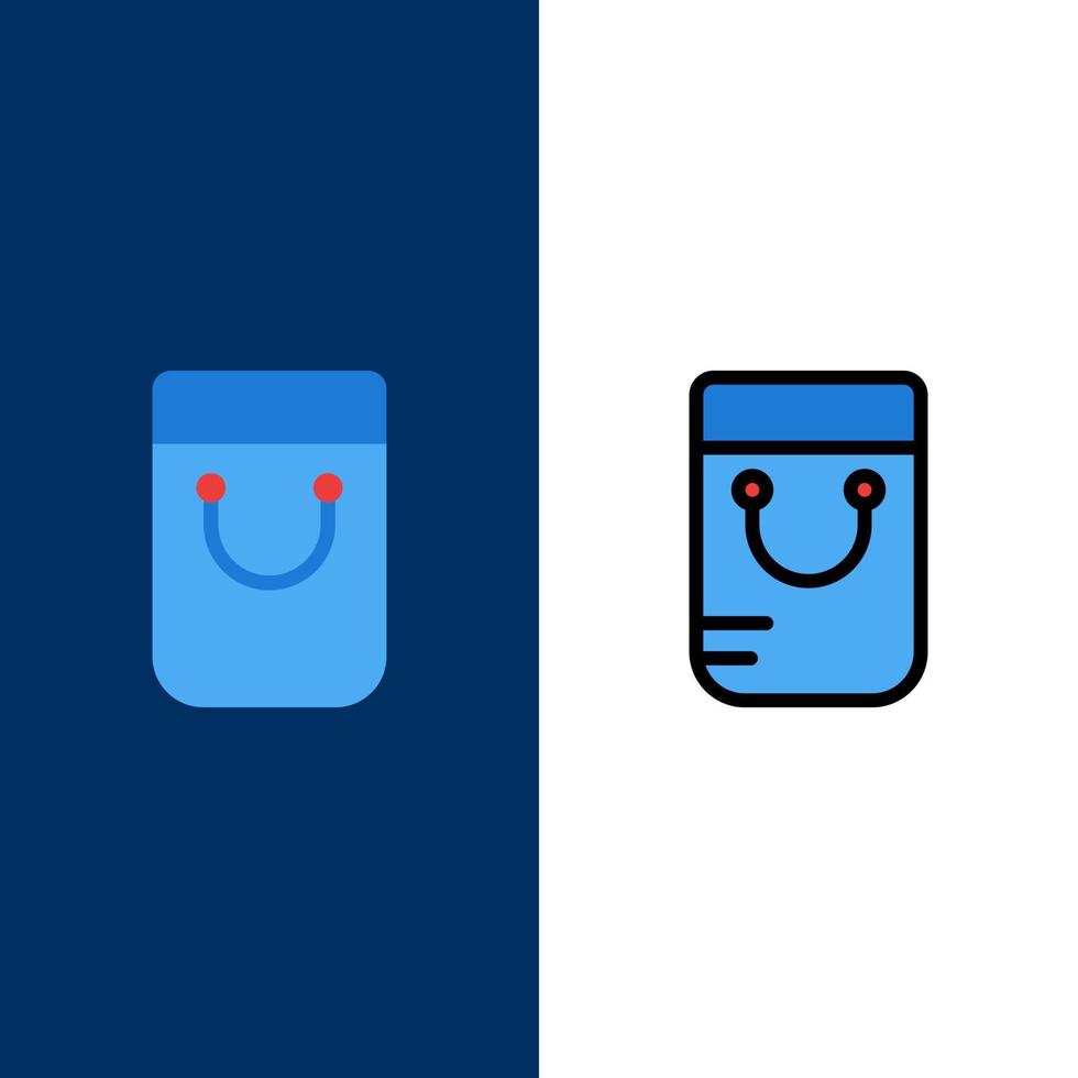 Bag Handbag School  Icons Flat and Line Filled Icon Set Vector Blue Background