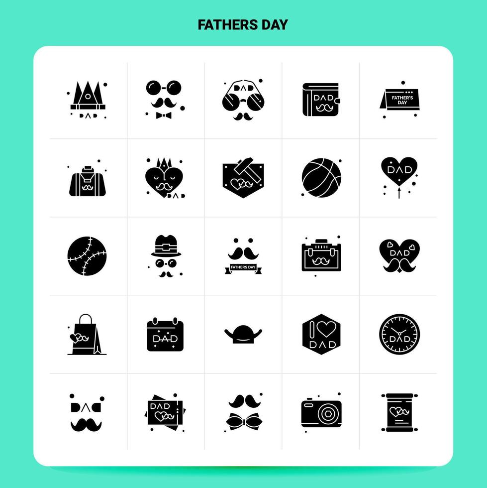 Solid 25 Fathers Day Icon set Vector Glyph Style Design Black Icons Set Web and Mobile Business ideas design Vector Illustration