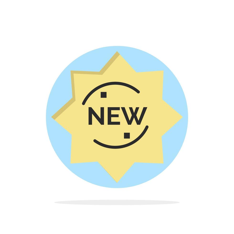icono de color plano de fondo de círculo abstracto de insignia de etiqueta de producto nuevo vector
