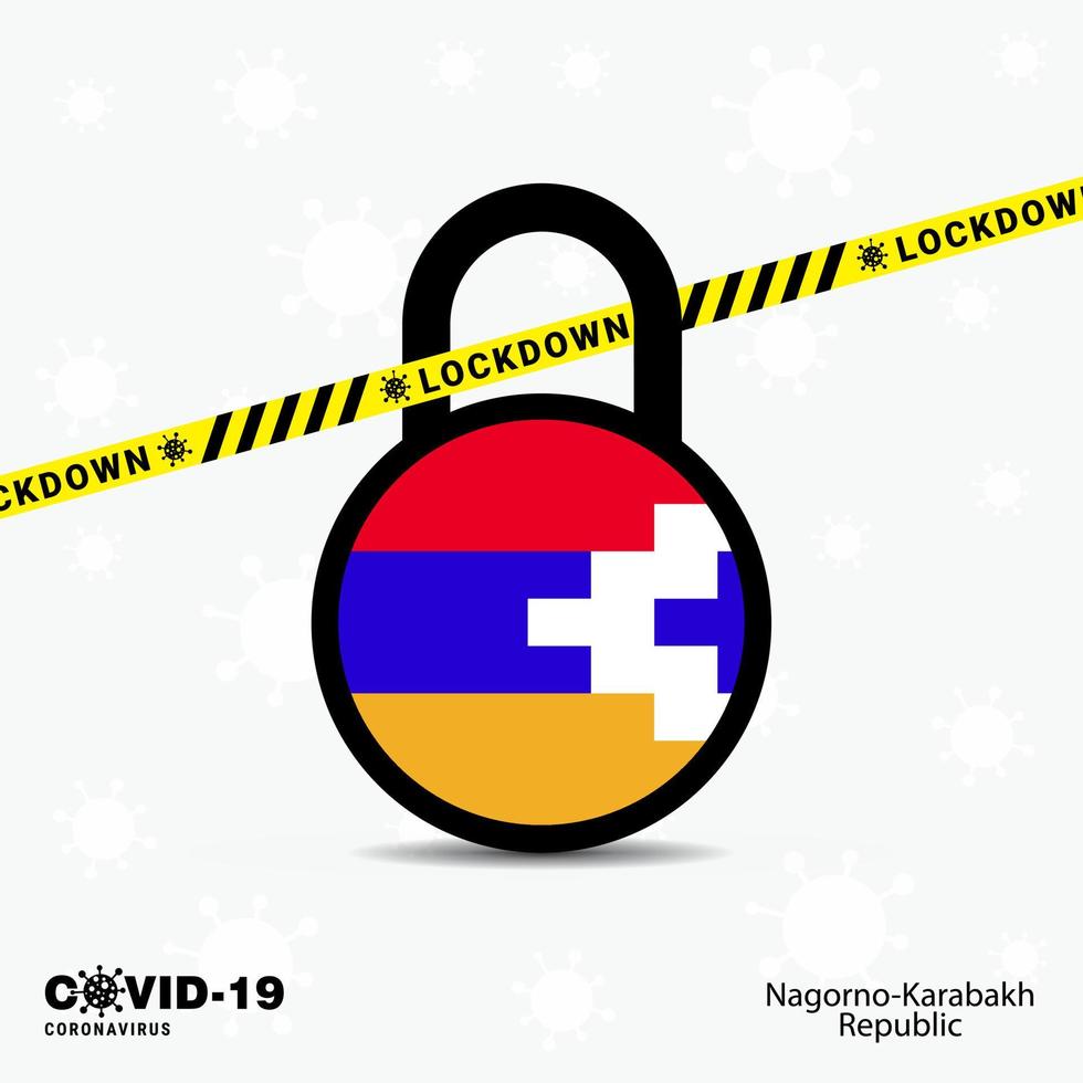Nagorno Karabakh Republic Lock DOwn Lock Coronavirus pandemic awareness Template COVID19 Lock Down Design vector