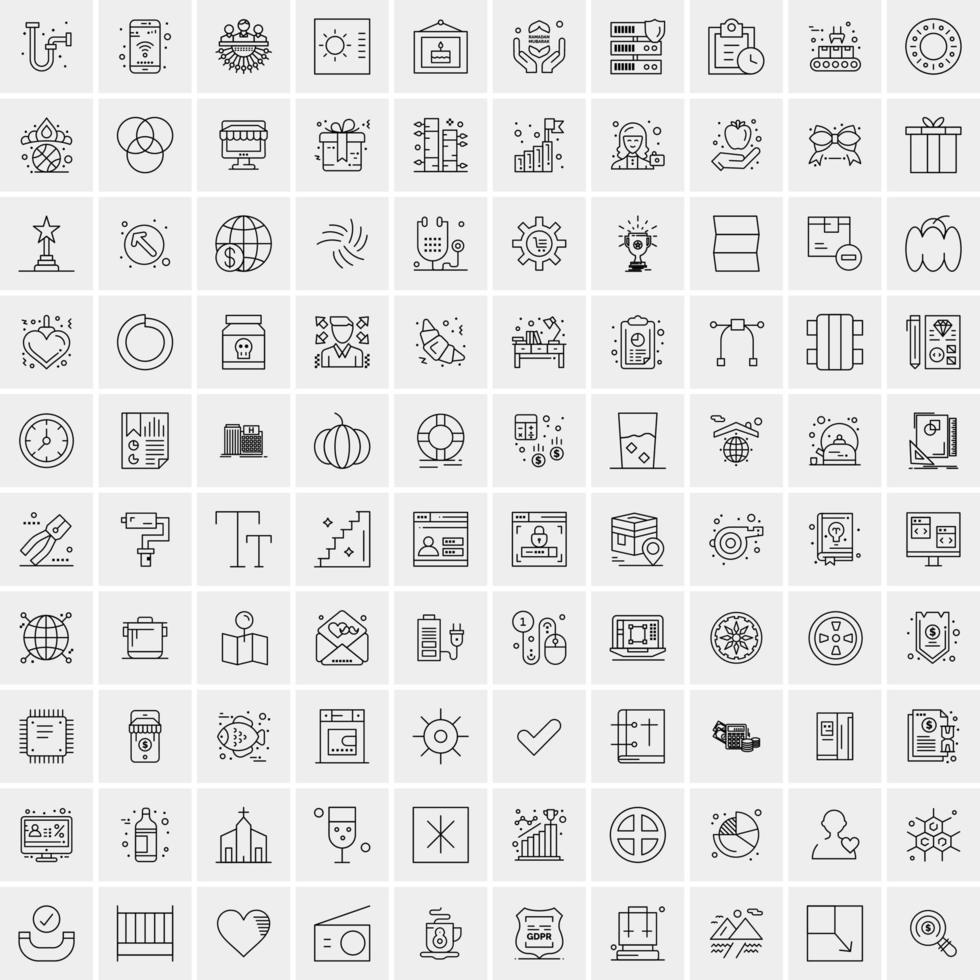 Set of 100 Creative Business Line Icons vector