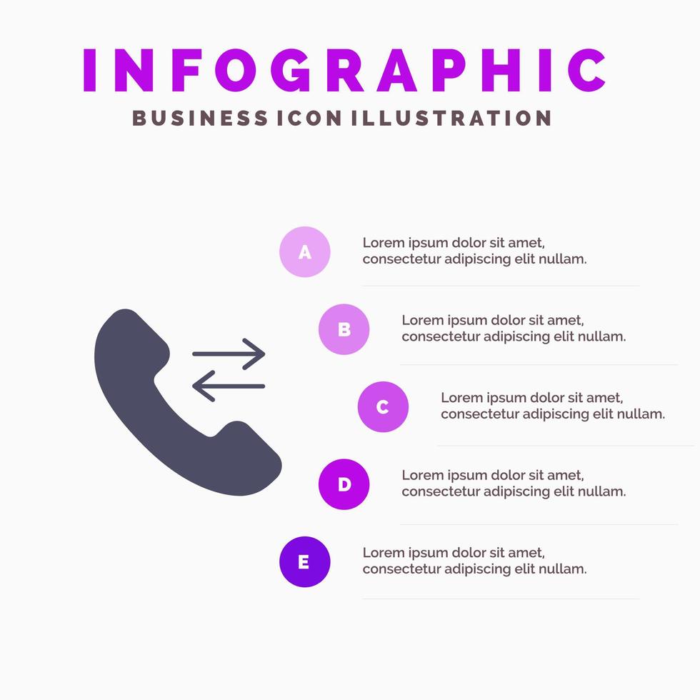 Answer Call Contact us Solid Icon Infographics 5 Steps Presentation Background vector