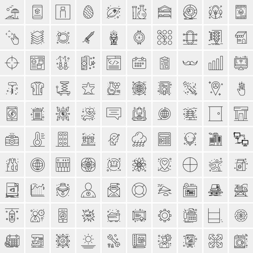 Set of 100 Creative Business Line Icons vector