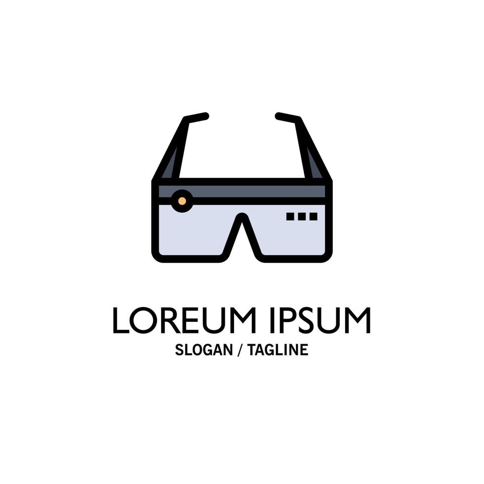 Computer Computing Digital Glasses Google Business Logo Template Flat Color vector