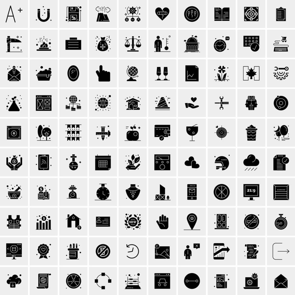 Set of 100 Universal Solid Icons vector