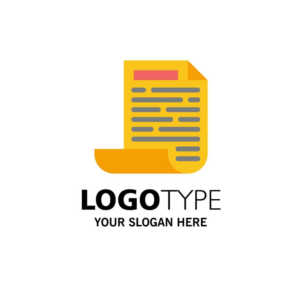 File Design Document Business Logo Template Flat Color vector