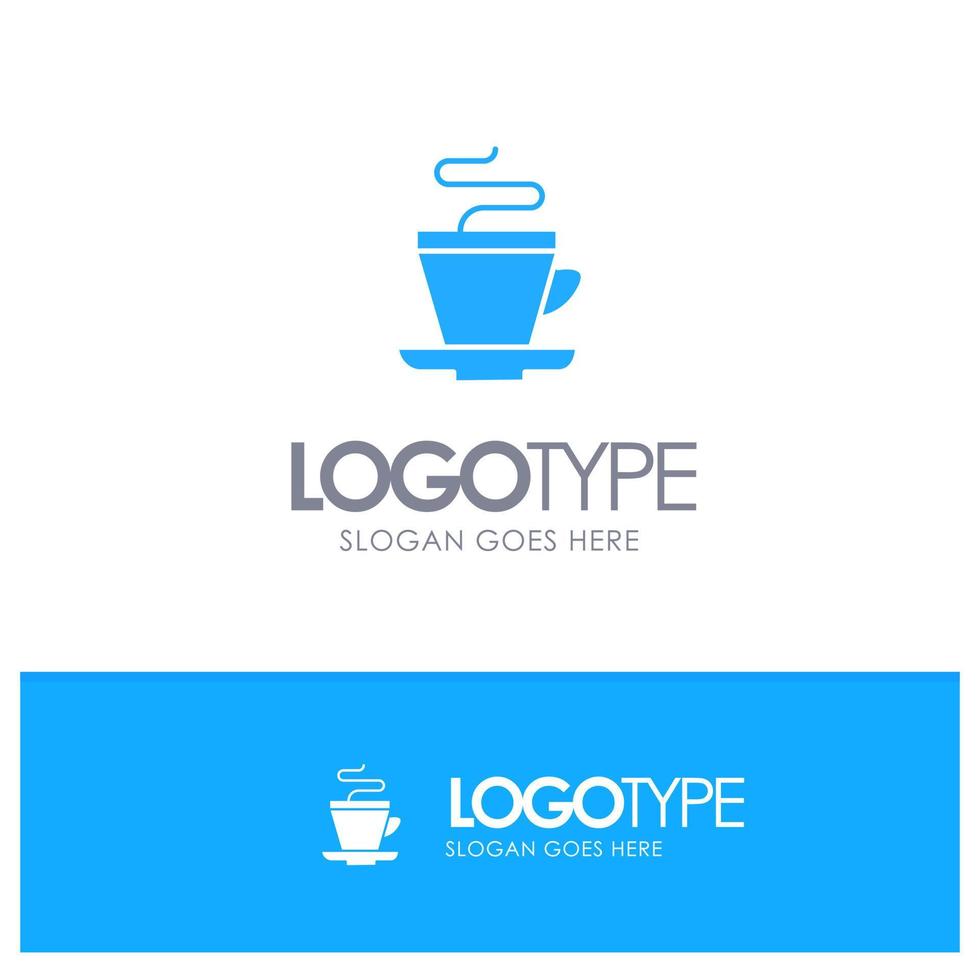 taza de té café logotipo sólido azul indio con lugar para el eslogan vector