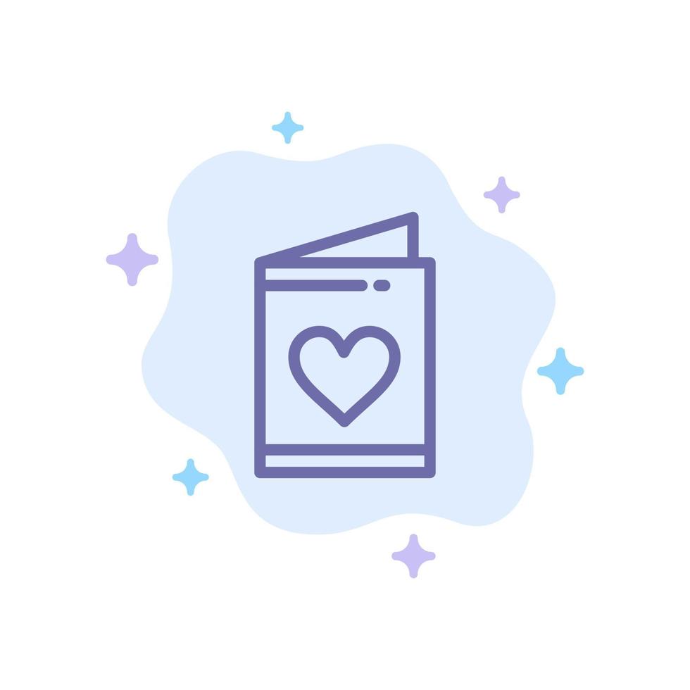 Card Love Wedding Heart Blue Icon on Abstract Cloud Background vector