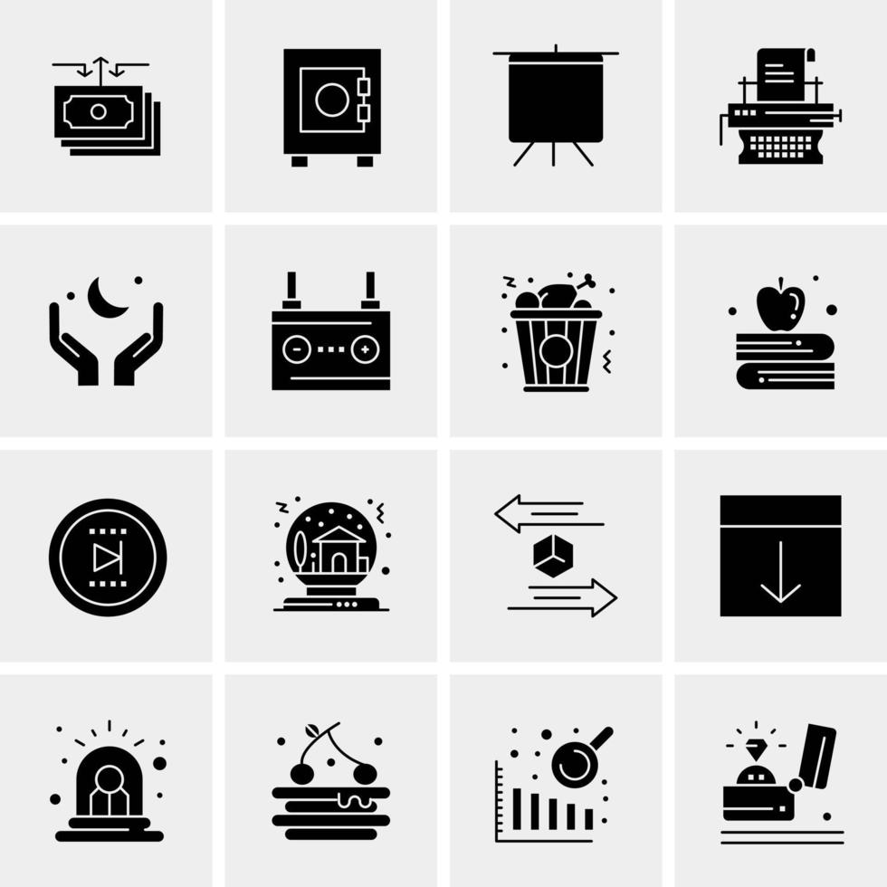 16 iconos de negocios universales vector ilustración de icono creativo para usar en proyectos relacionados con la web y dispositivos móviles