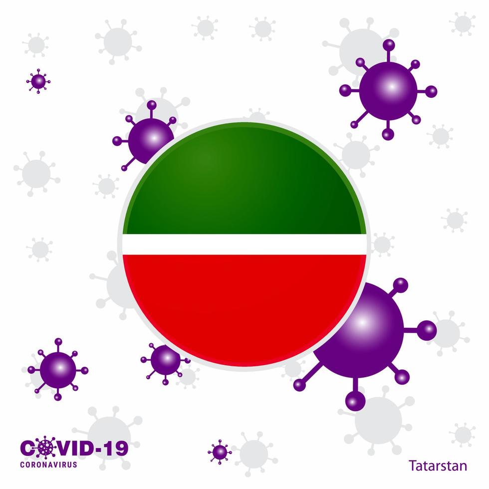 reza por tatarstán covid19 coronavirus tipografía bandera quédate en casa mantente saludable cuida tu propia salud vector