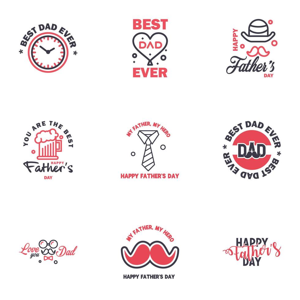 Happy Fathers Day Appreciation Vector Text Banner 9 Black and Pink Background for Posters Flyers Marketing Greeting Cards Editable Vector Design Elements