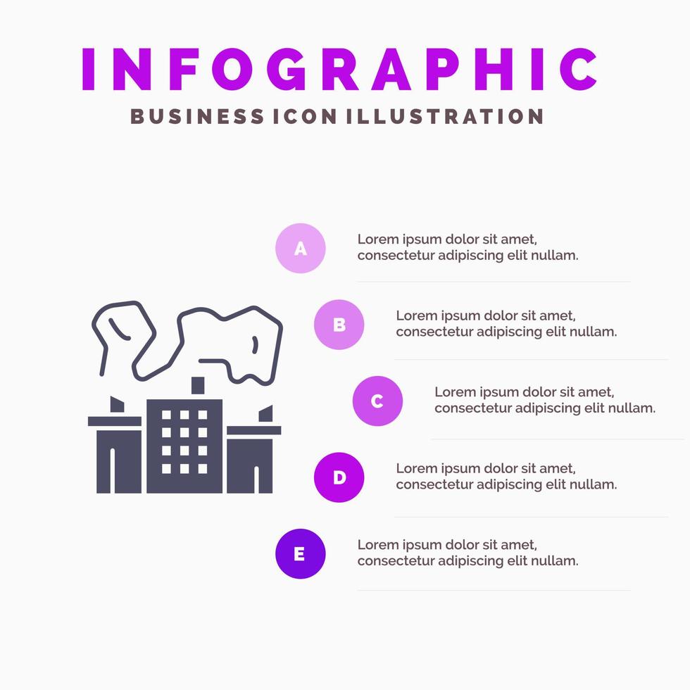 Factory Industry Nuclear Power Solid Icon Infographics 5 Steps Presentation Background vector