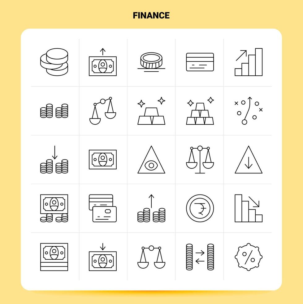 OutLine 25 Finance Icon set Vector Line Style Design Black Icons Set Linear pictogram pack Web and Mobile Business ideas design Vector Illustration