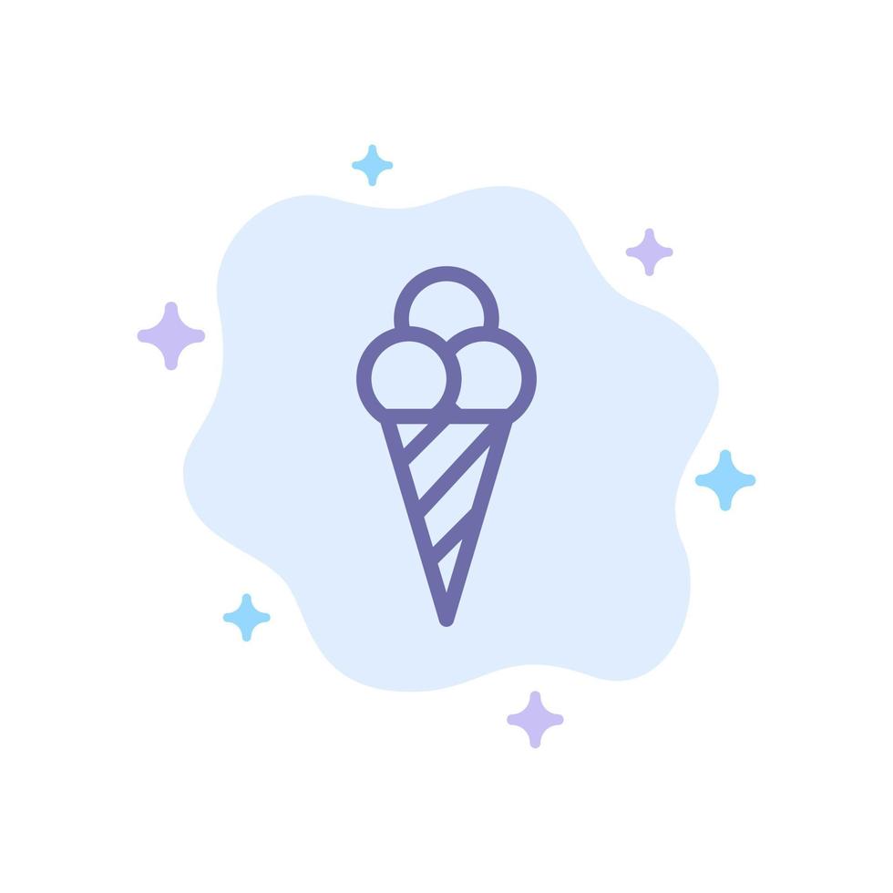 Beach Ice Cream Cone Blue Icon on Abstract Cloud Background vector