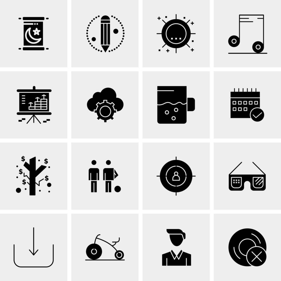 16 iconos de negocios universales vector ilustración de icono creativo para usar en proyectos relacionados con la web y dispositivos móviles