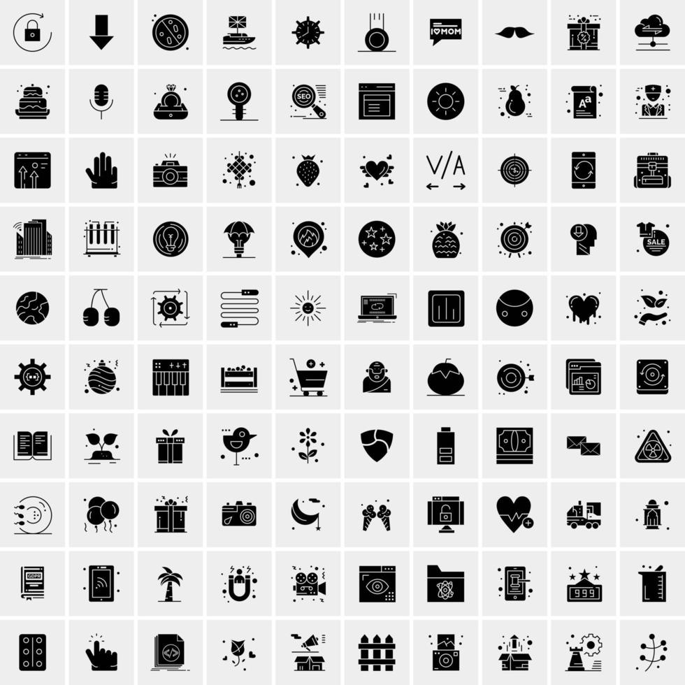 Set of 100 Universal Solid Icons vector