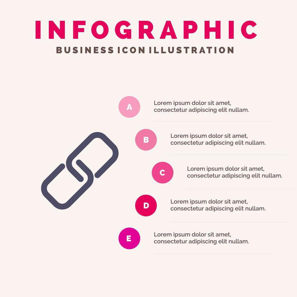Clip Paper Pin Metal Solid Icon Infographics 5 Steps Presentation Background vector