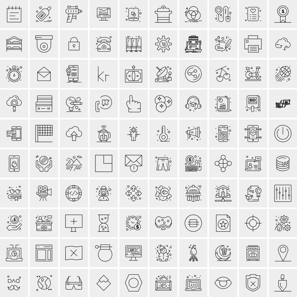 conjunto de 100 iconos de línea de negocios creativos vector