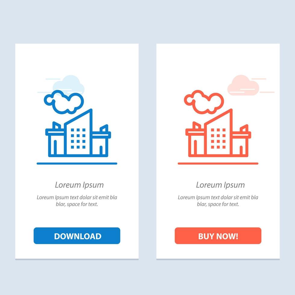 Factory Industry Landscape Pollution  Blue and Red Download and Buy Now web Widget Card Template vector