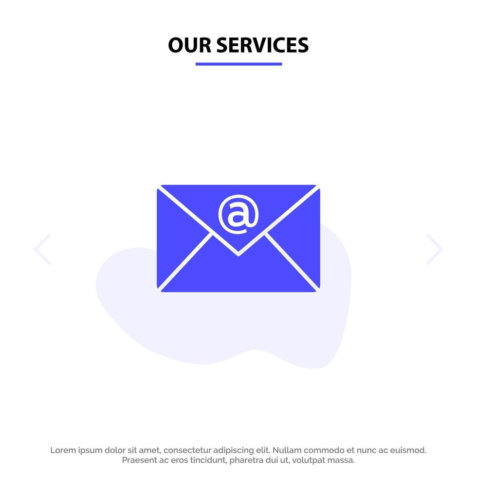 Our Services Email Inbox Mail Solid Glyph Icon Web card Template vector