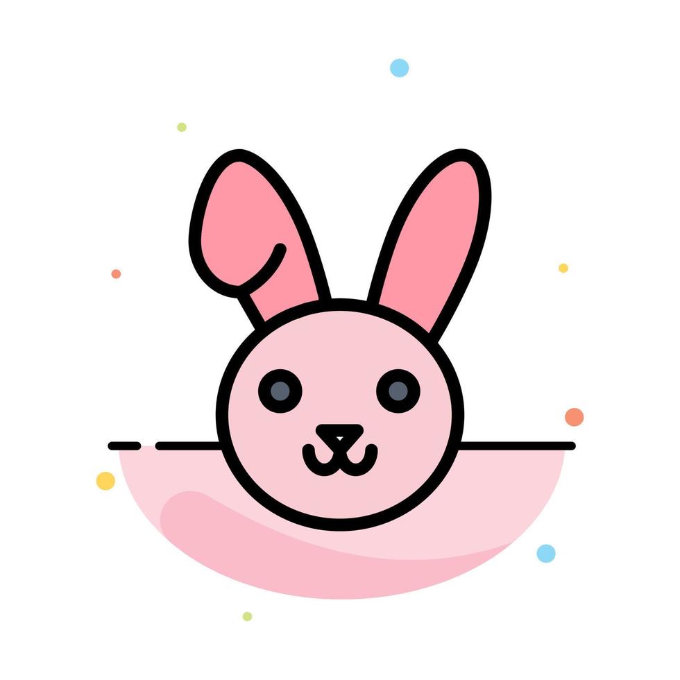 Bunny Easter Rabbit Abstract Flat Color Icon Template vector