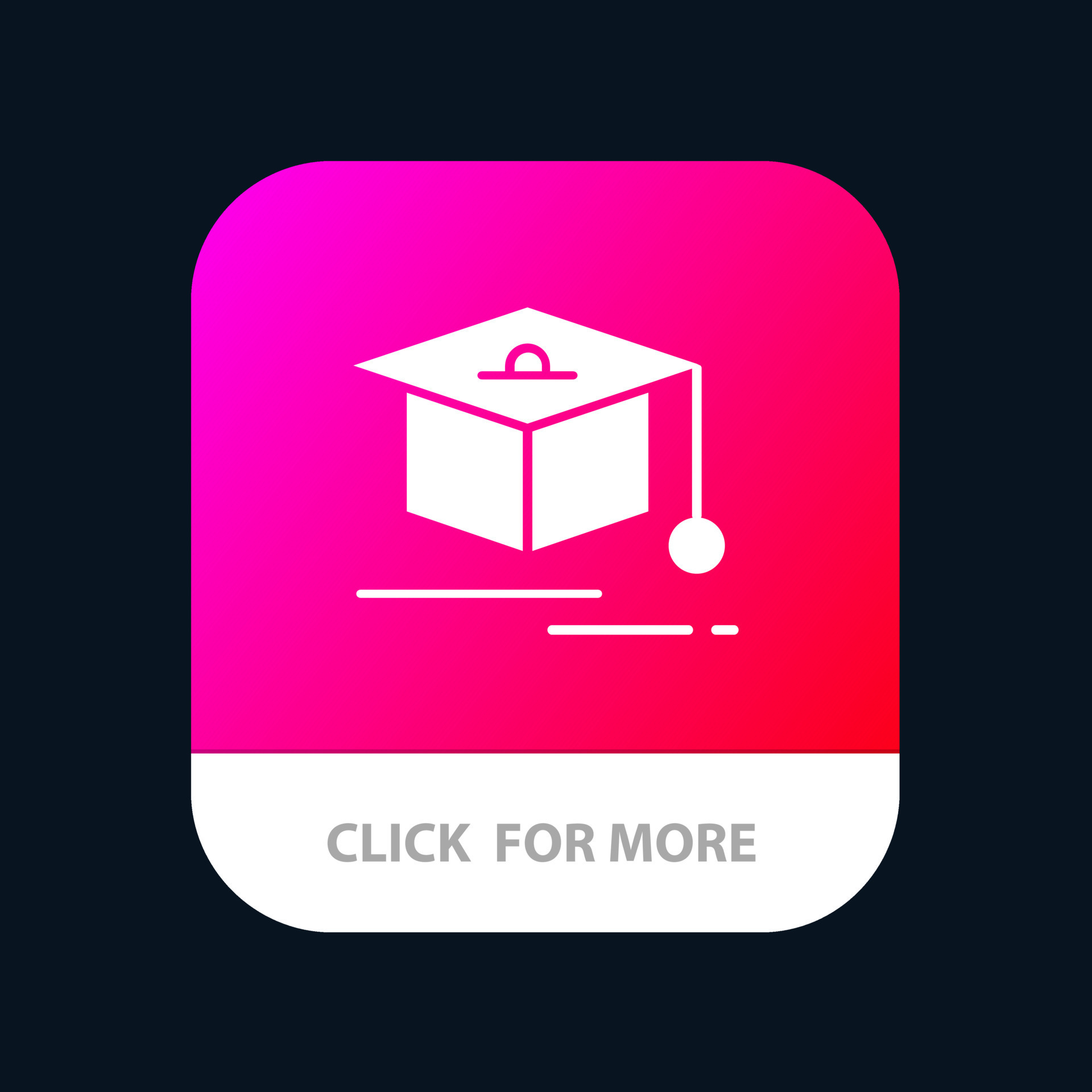 Cap Education Graduation Mobile App Button Android and IOS Glyph