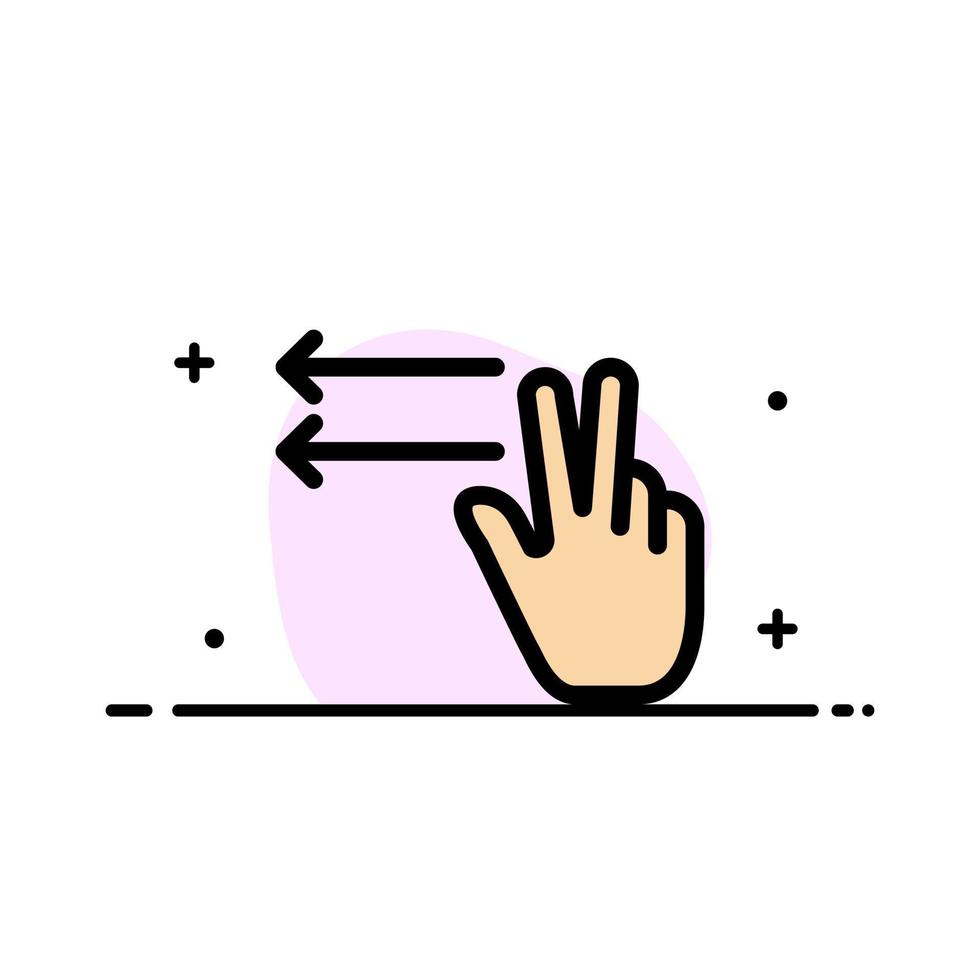 Fingers Gesture Lefts  Business Flat Line Filled Icon Vector Banner Template