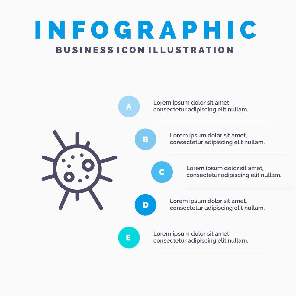 Bacteria Disease Virus Line icon with 5 steps presentation infographics Background vector