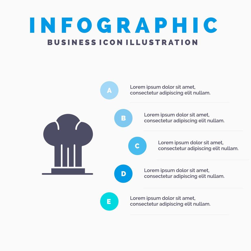 Cap Chef Cooker Hat Restaurant Infographics Presentation Template 5 Steps Presentation vector