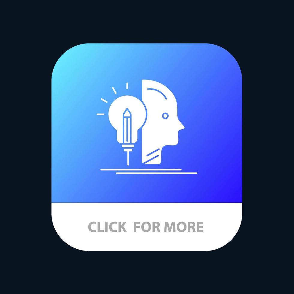 User Mind Making Programming Mobile App Button Android and IOS Glyph Version vector