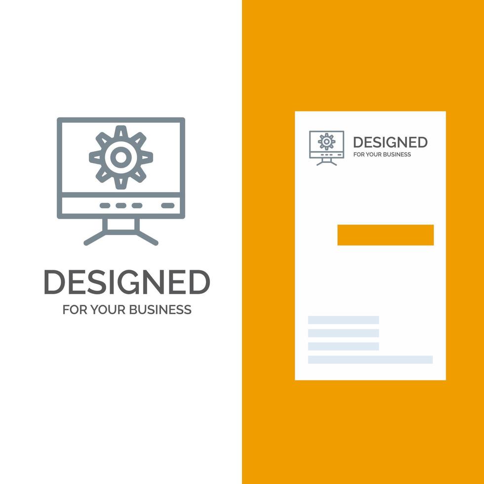 diseño de configuración de computadora diseño de logotipo gris y plantilla de tarjeta de visita vector