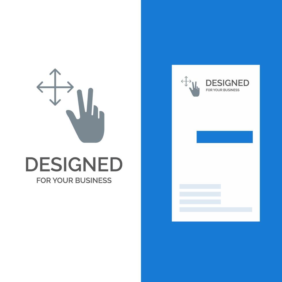 gesto con el dedo mantenga el diseño del logotipo gris y la plantilla de la tarjeta de visita vector