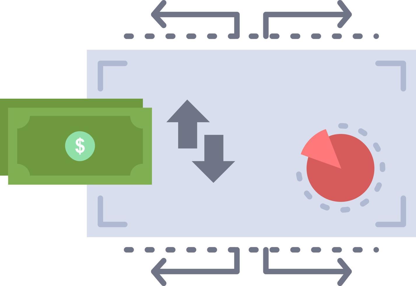 vector de icono de color plano de pagos de dinero de marketing de flujo de finanzas